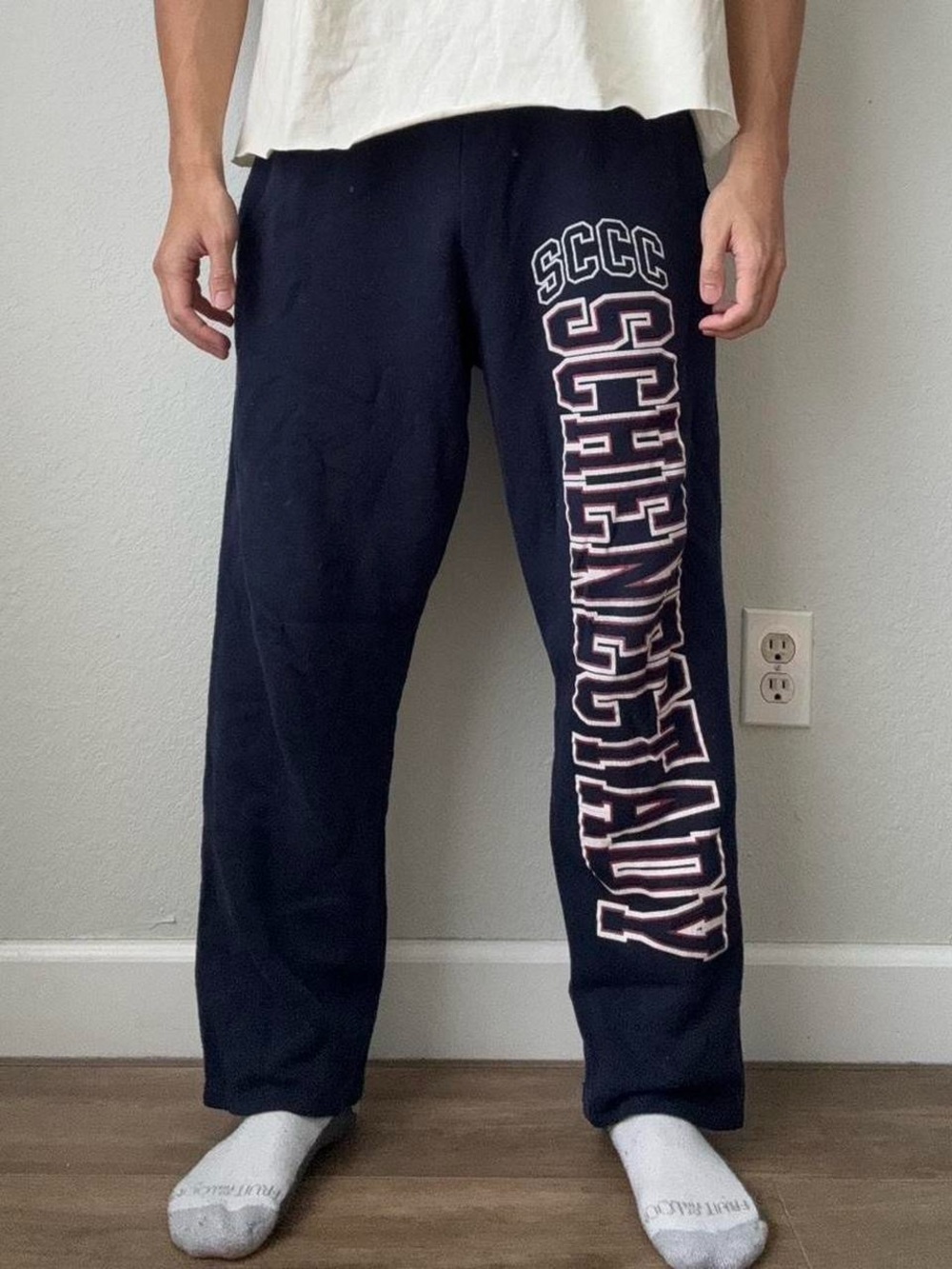 Vintage 2000s Russell SCCC Graphics Navy Sweatpants No Cuff
